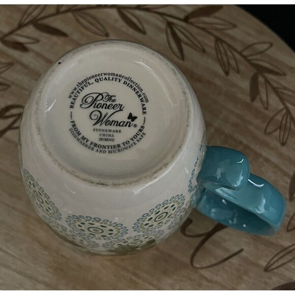 Pioneer Woman Large Teal Floral 24oz Rose Jumbo Latte Cup Mug Soup - Picture 7 of 7